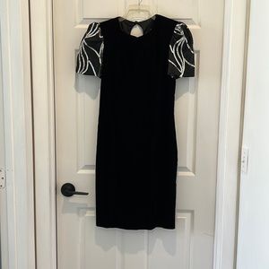 🌸Black velvet organza sleeve dress